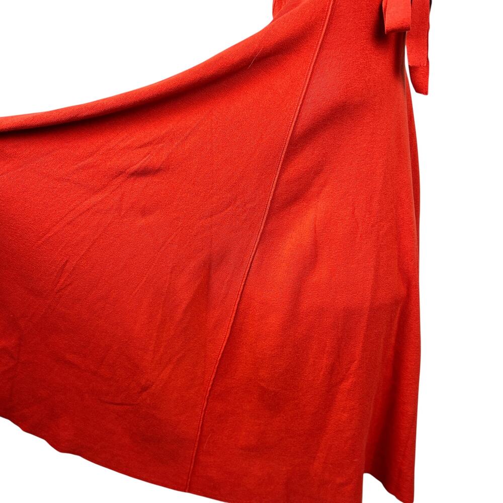 Free People Red Orange Knit Square Neck Dreamer Tie Back Midi Dress XS - Picture 6 of 9